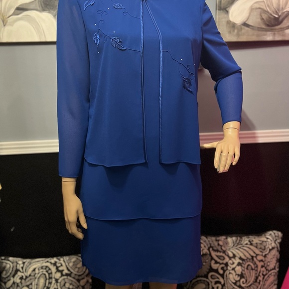 Che Studio Royal Blue Dress tier embellished Dressy Formal sz 16  Church NWT - Picture 3 of 12